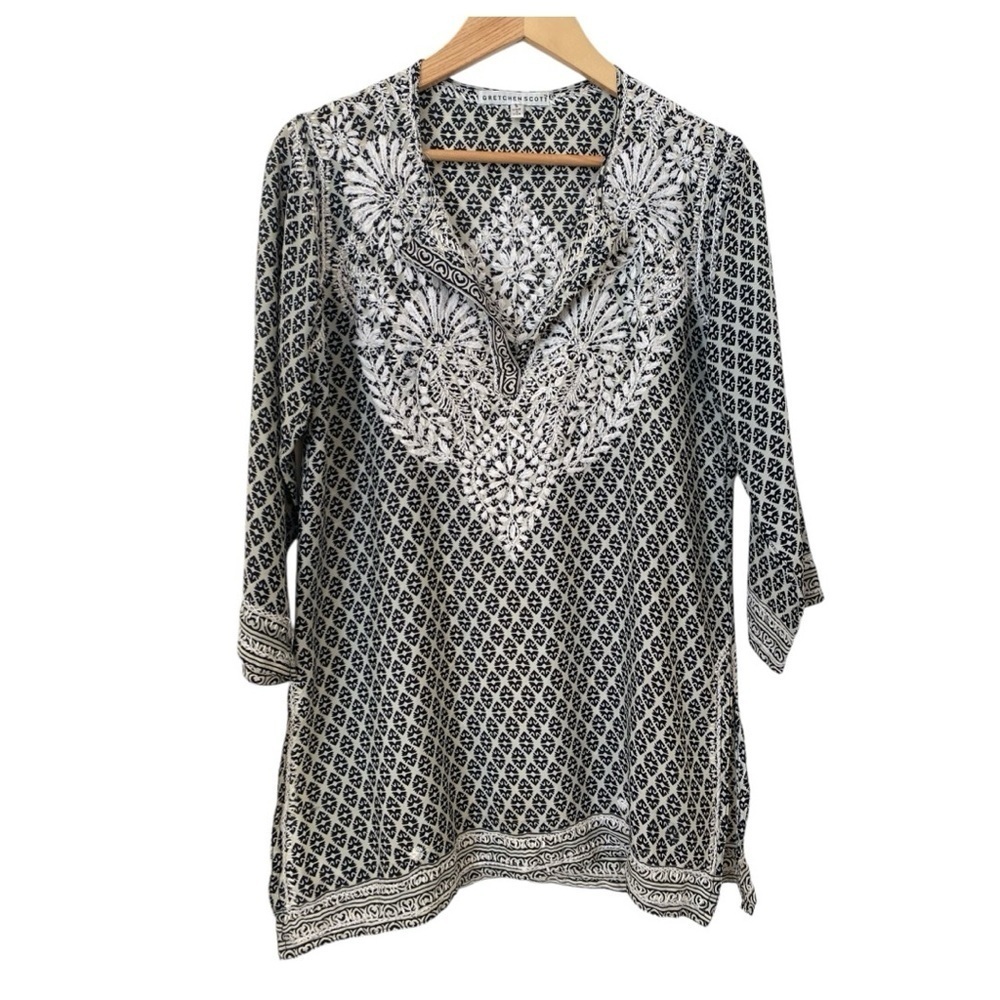 Gretchen Scott Womens Boho Embroidered Tunic Coverup - Picture 4 of 9